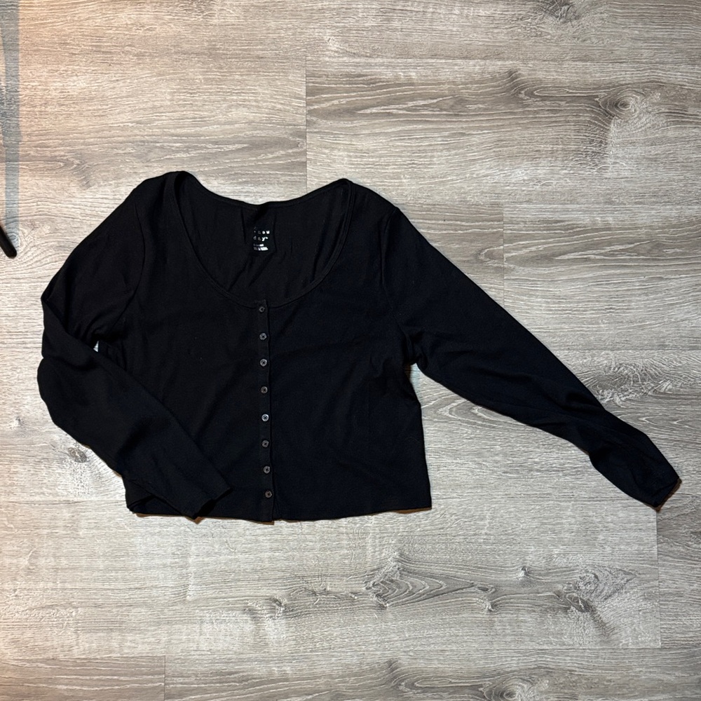 a new day Black Button-Down Women's Shirt